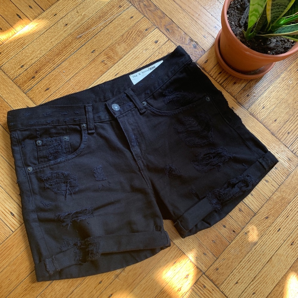 Rag & Bone Sz 24 Black Rebel distressed jean short